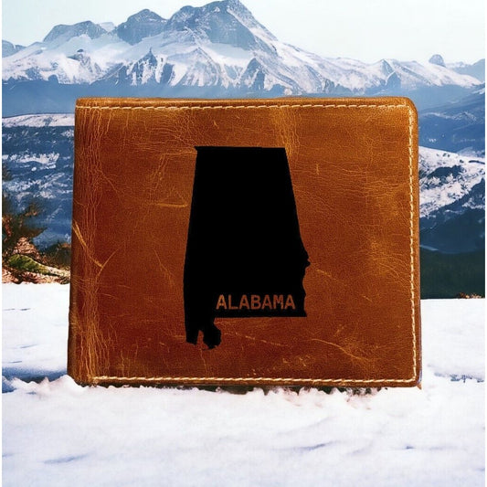 Alabama Leather Wallet Bifold States Collection