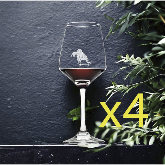 Grim Reaper Skater Wine Glasses x4 Premium 12 Oz Personalize Skateboard NEW