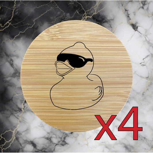 Rubber Duck x4 Bamboo Coasters Drink Natural Wood Home Decor Lounge Summer NEW