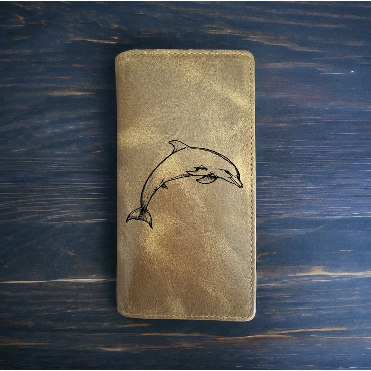 Dolphin Rodeo Wallet Cowboy Western Buffalo Leather Premium Animal Beach NEW