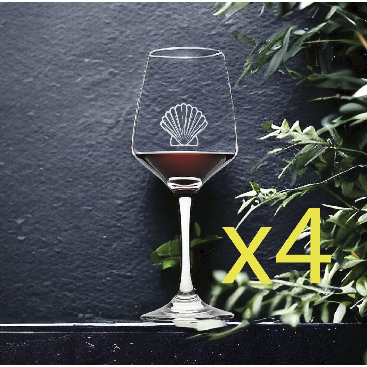 Shell Wine Glasses x4 Premium 12 Oz Personalize Beach Ocean Sand Outdoor NEW