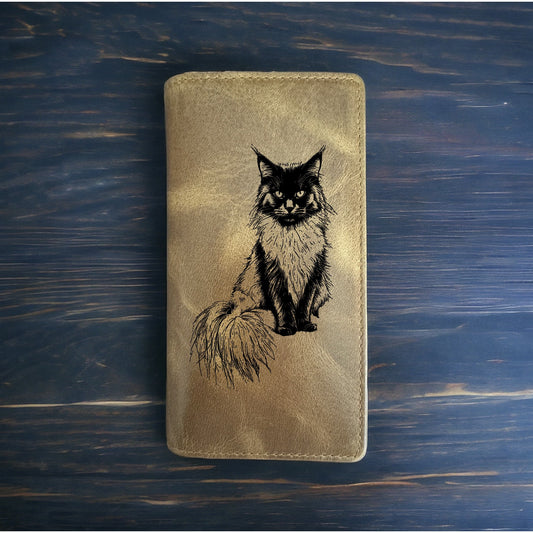 Maine Coon Rodeo Wallet Cowboy Western Buffalo Leather Premium Cat Pet Gift NEW