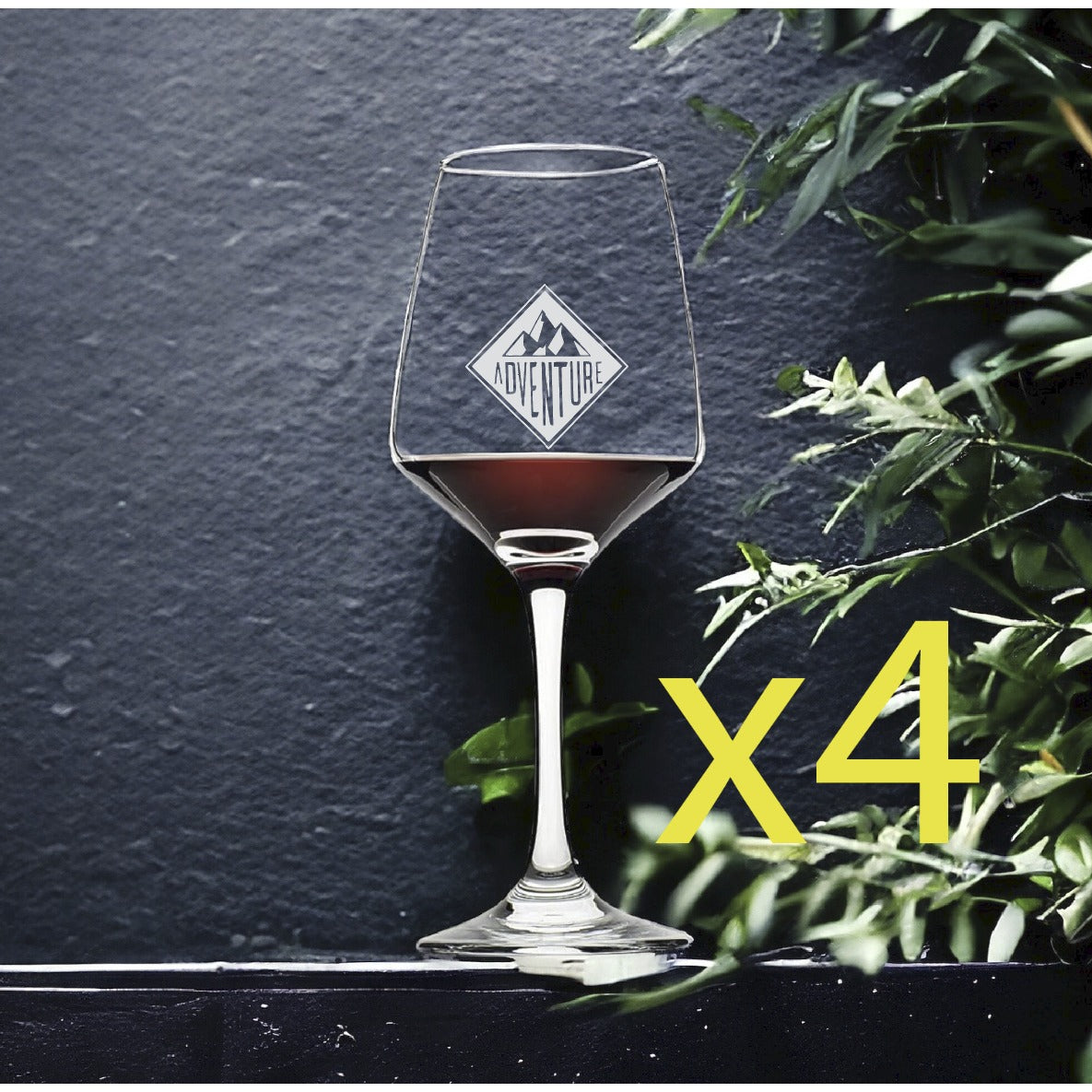 Adventure Wine Glasses x4 Premium 12 Oz Personalize Outdoor Wild Nature NEW