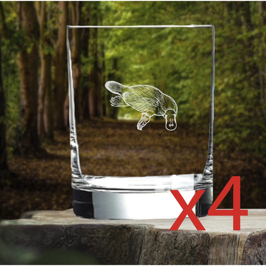 Platypus Whiskey Glasses x4 Double 14 Oz Premium Old Fashioned Animal Gift NEW