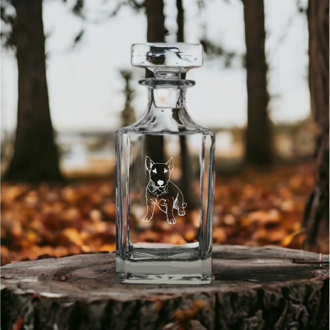 Bull Terrier Decanter 26 Oz Bourbon Whiskey Premium Glass Personalize Dog NEW
