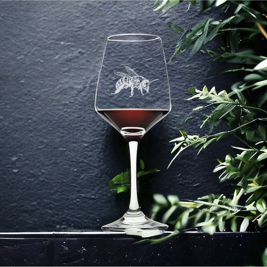 Honey Bee Wine Glasses x4 Premium 12 Oz Personalize Animal Wild Gift NEW