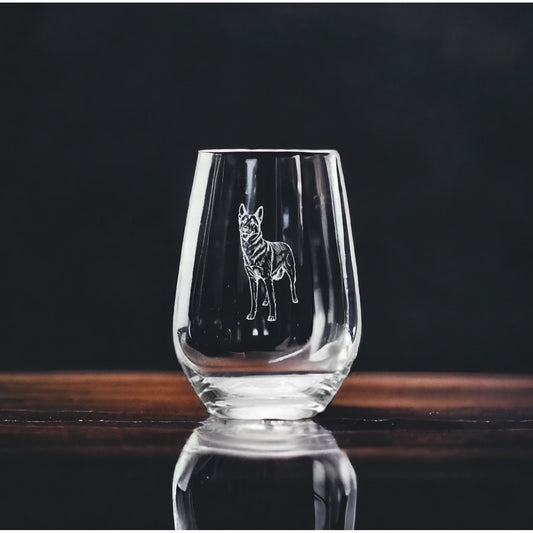 Belgian Malinois Stemless Wine Glasses x4 Premium 15 Oz Personalize Dog Pet NEW