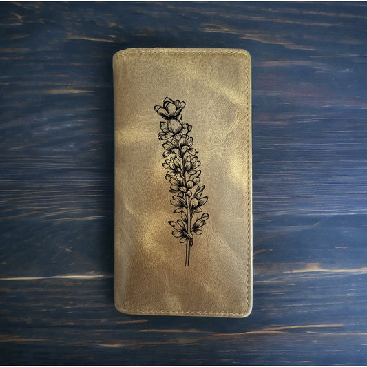 Lavender Rodeo Wallet Cowboy Western Buffalo Leather Premium Flower Gift NEW