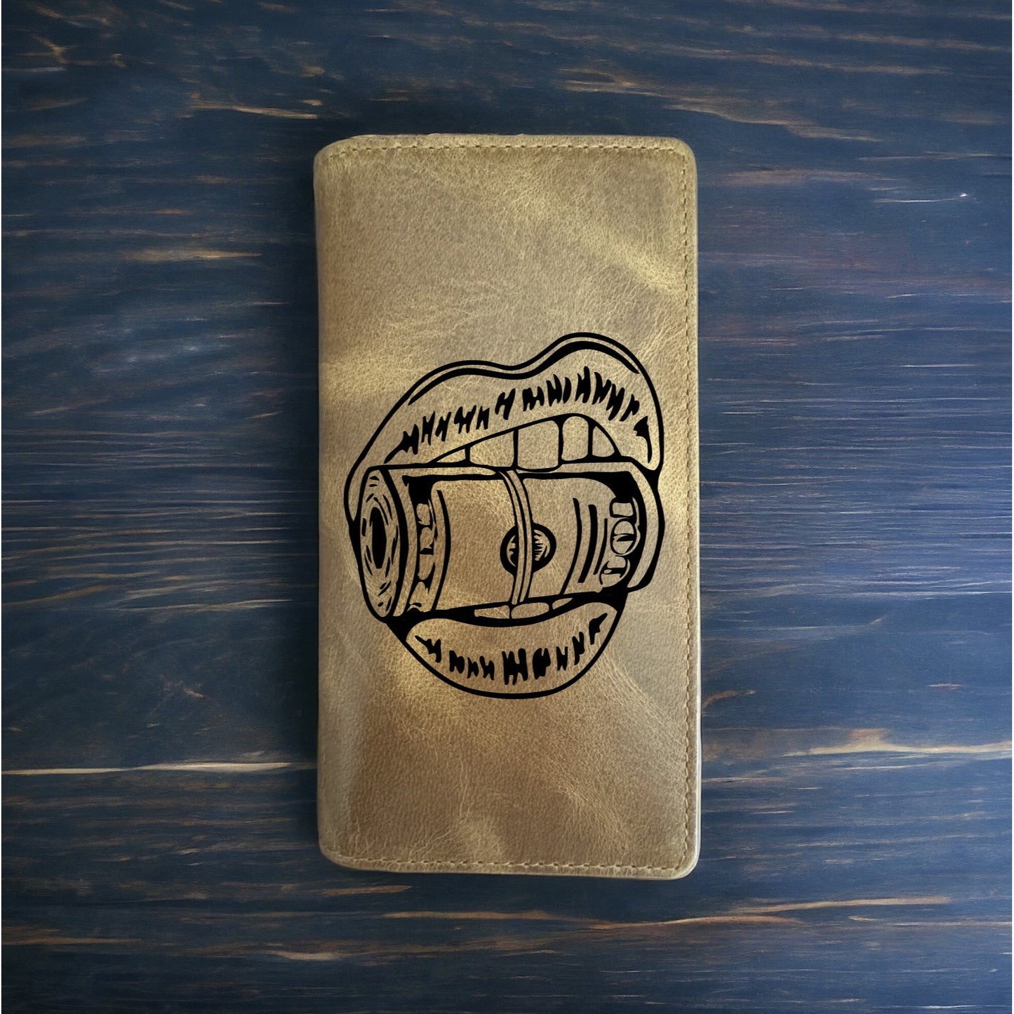 Lips Cash Rodeo Wallet Cowboy Western Buffalo Leather Premium Money Bank NEW