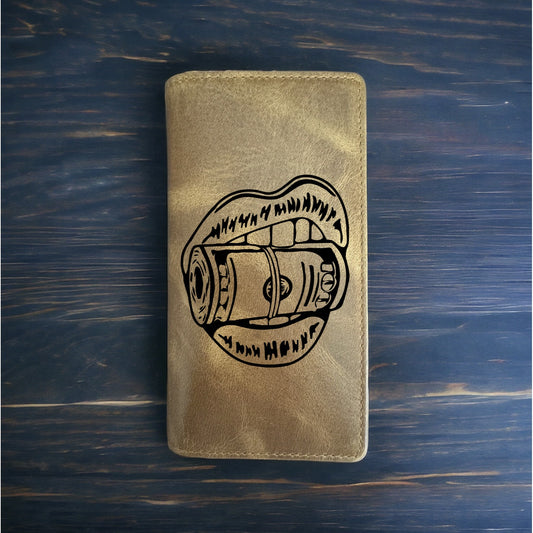 Lips Cash Rodeo Wallet Cowboy Western Buffalo Leather Premium Money Bank NEW