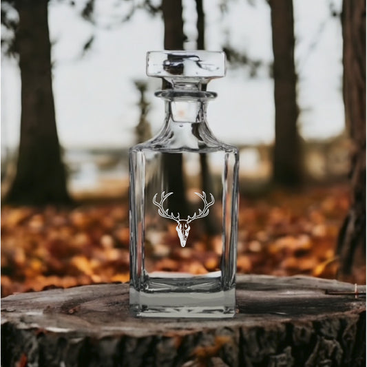 Deer Skull Decanter 26 Oz Bourbon Whiskey Premium Glass Personalize Outdoor NEW