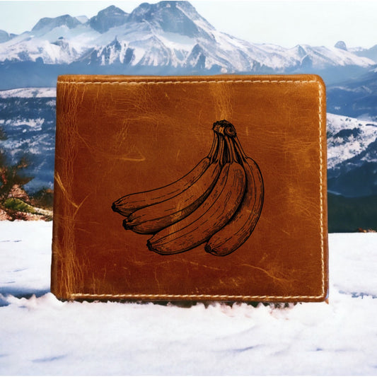 Bananas Leather Wallet Bifold Premium Quality Buffalo Fruit Food Gift NEW