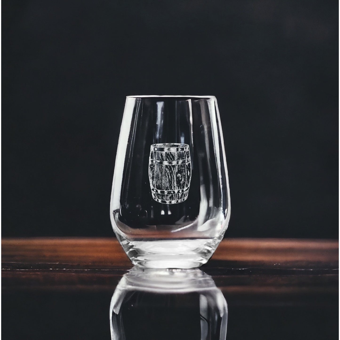 Wine Barrel Stemless Wine Glasses x4 Premium 15 Oz Personalize Gift Drink NEW