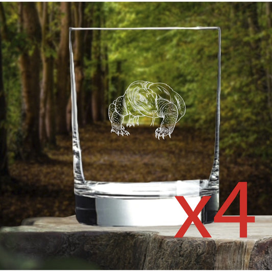Komodo Dragon Whiskey Glasses x4 Double 14 Oz Premium Old Fashioned Reptile NEW