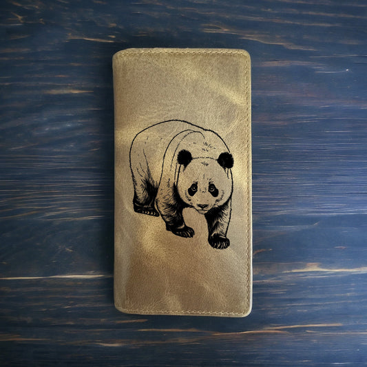 Panda Rodeo Wallet Cowboy Western Buffalo Leather Premium Animal Wild Gift NEW