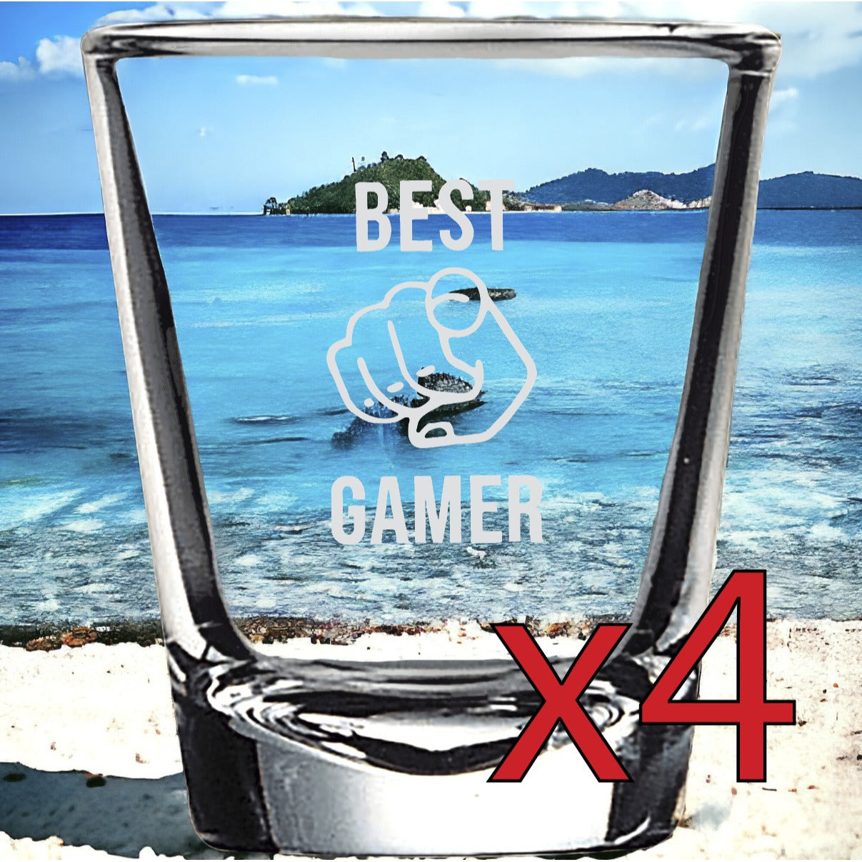 Best Gamer x4 Shot Glasses Spirit Liquor Party 2 Oz Premium Customize Gaming NEW