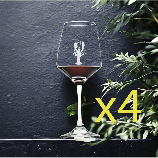 Crawfish Wine Glasses x4 Premium 12 Oz Personalize Cajun Boil Outdoors NEW