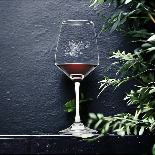 Goldfish Wine Glasses x4 Premium 12 Oz Personalize Animal Pet Fish Gift NEW