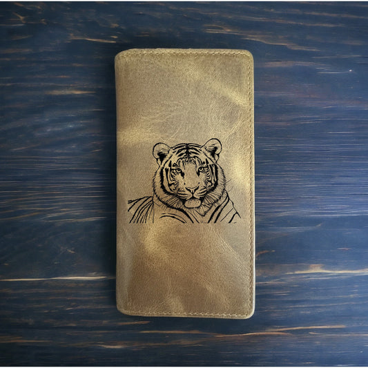 Tiger Rodeo Wallet Cowboy Western Buffalo Leather Premium Animal Cat Gift NEW