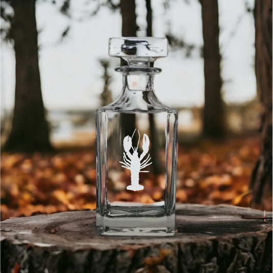 Crawfish Decanter 26 Oz Bourbon Whiskey Premium Glass Personalize Cajun NEW