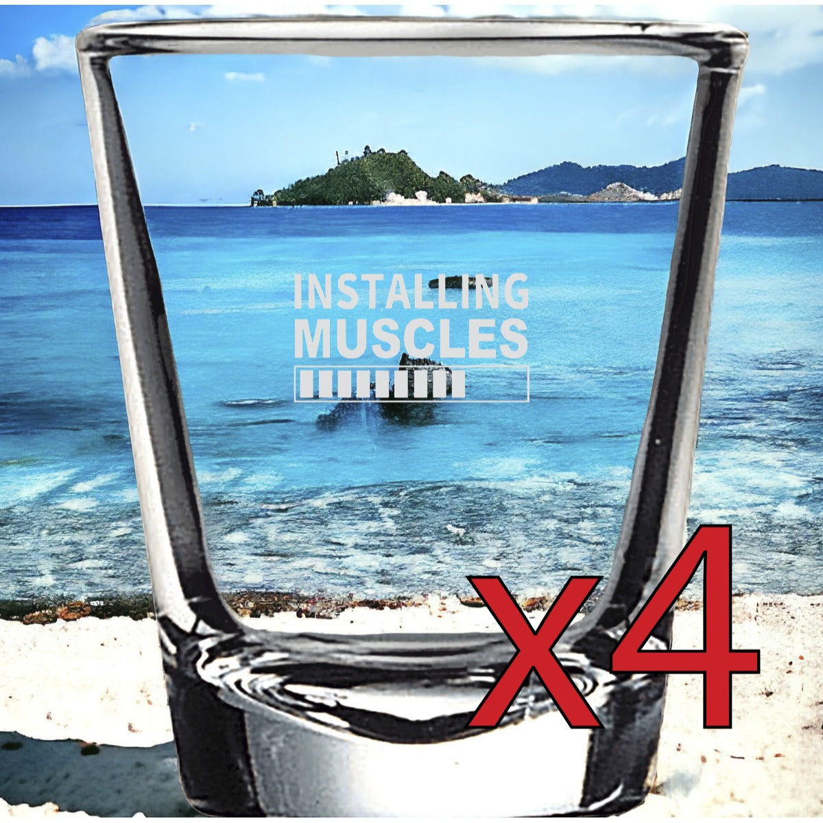 Installing Muscles x4 Shot Glasses Spirit Liquor Party 2 Oz Customize Gym NEW