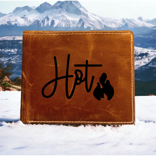 Hot Fire Leather Wallet Bifold Premium Quality Buffalo Flame Heat NEW