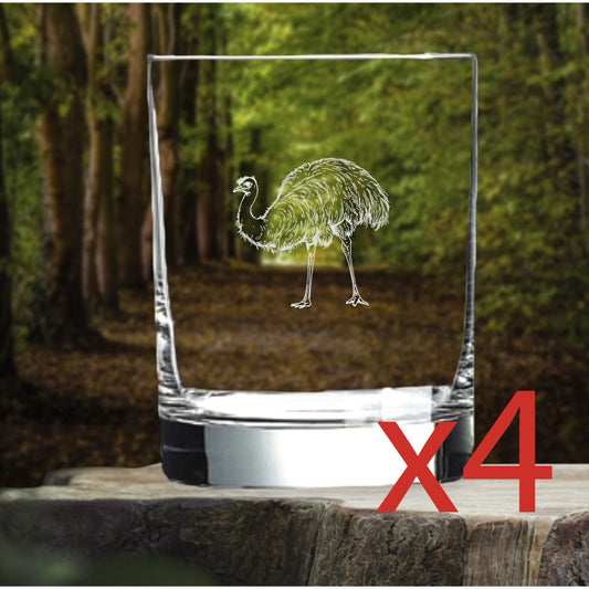 Emu Whiskey Glasses x4 Double 14 Oz Premium Old Fashioned Animal Farm Gift NEW