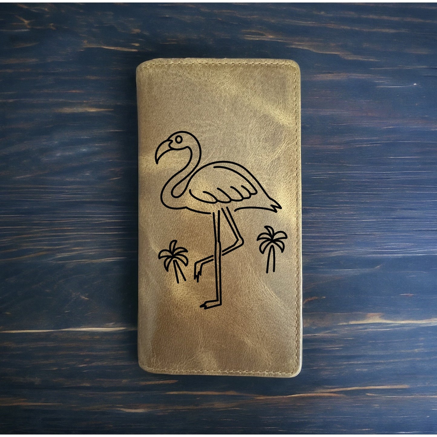 Flamingo Rodeo Wallet Cowboy Western Buffalo Leather Premium Tropical Beach NEW
