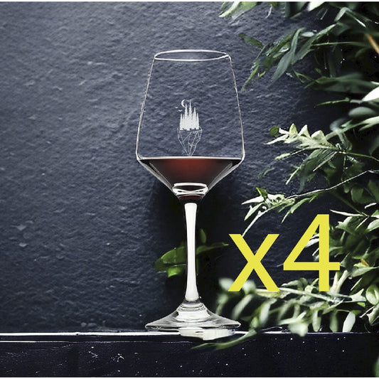 Mountain Wine Glasses x4 Premium 12 Oz Personalize Outdoor Abstract NEW