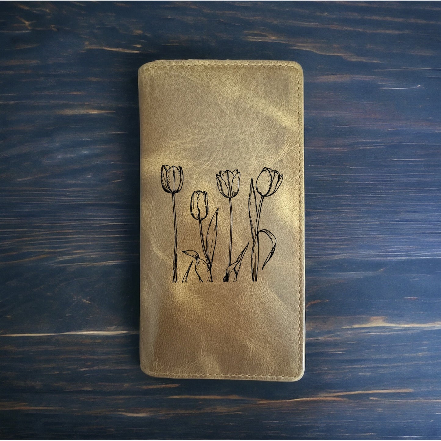 Tulips Rodeo Wallet Cowboy Western Buffalo Leather Premium Flower Floral NEW