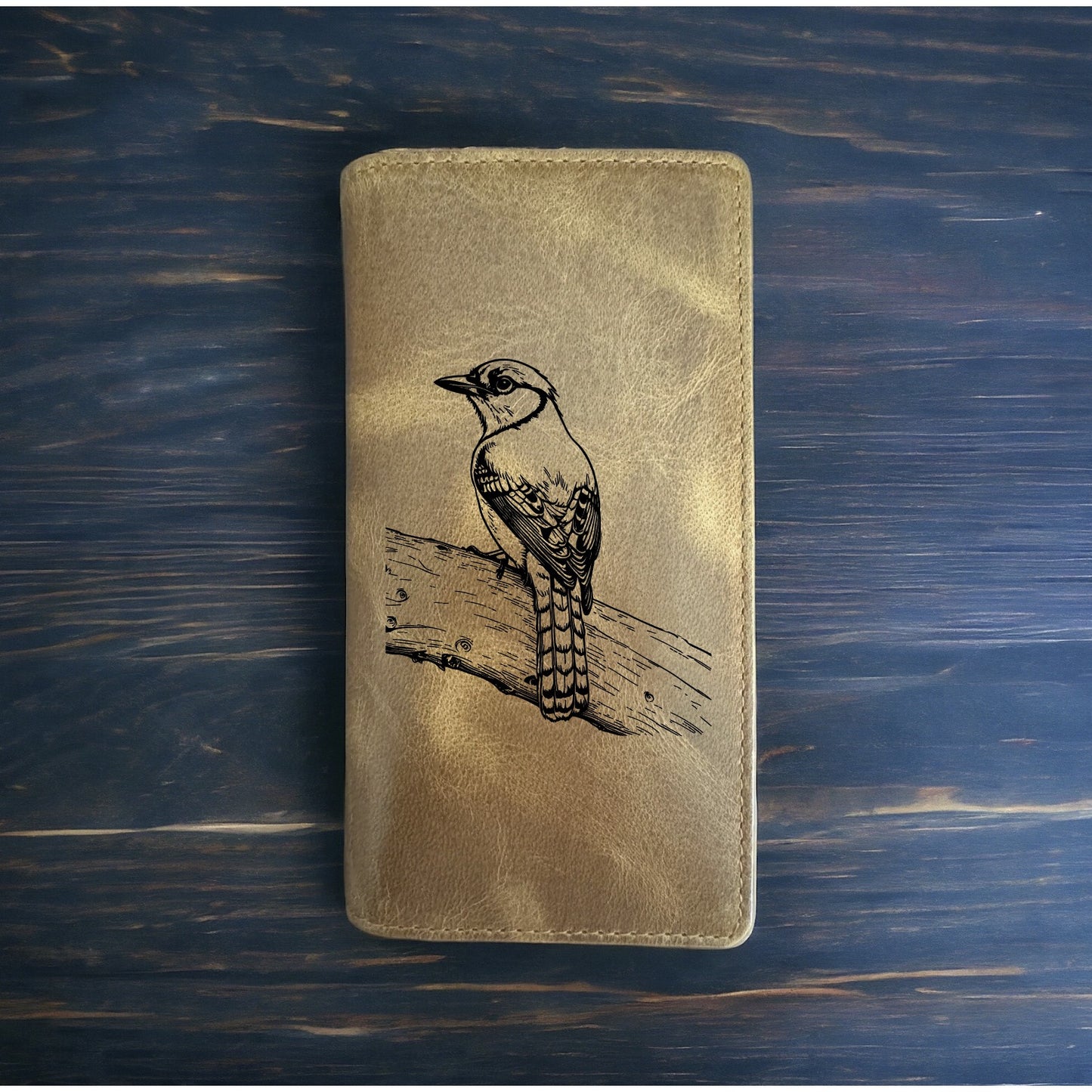 Blue Jay Rodeo Wallet Cowboy Western Buffalo Leather Premium Bird Wildlife NEW