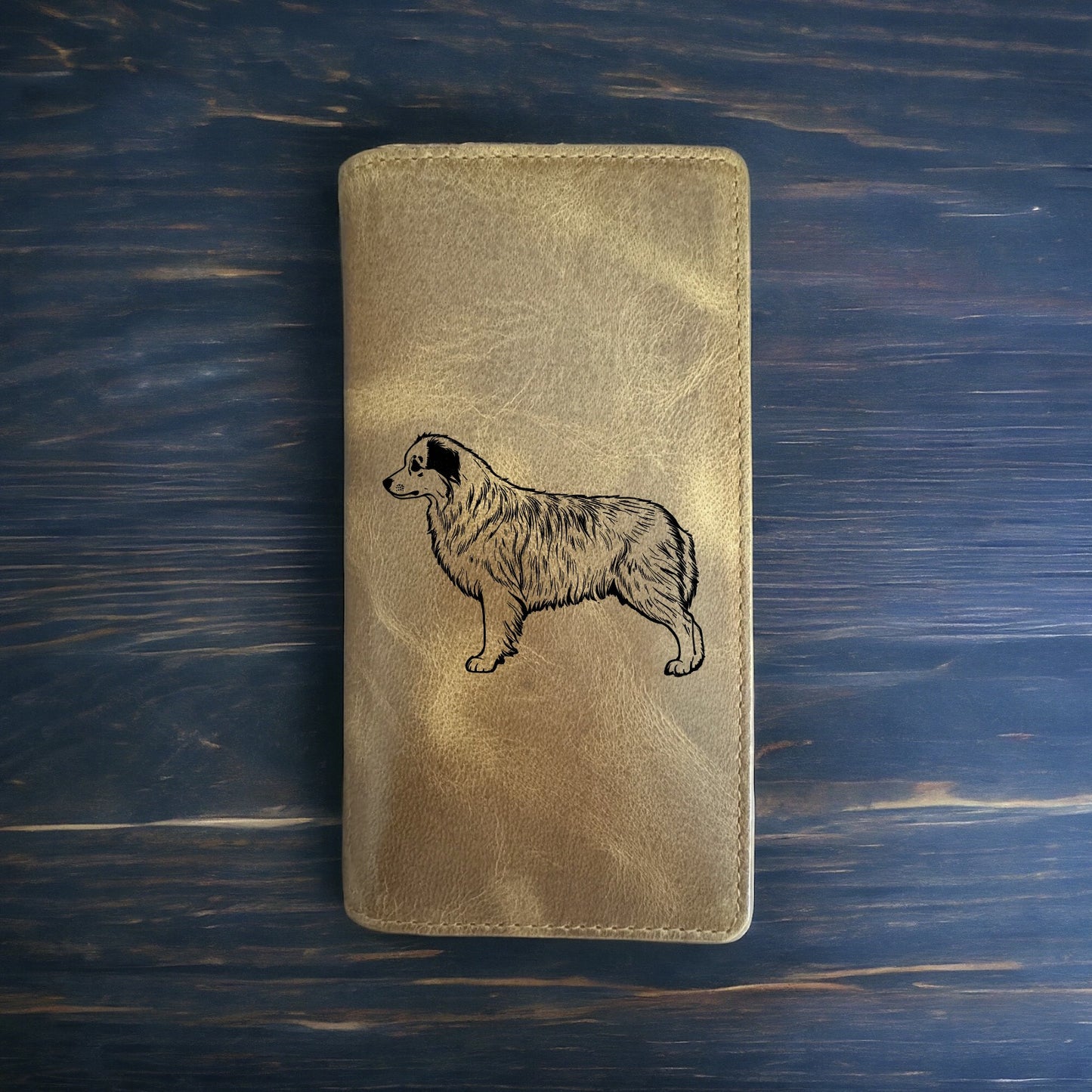 Australian Shepherd Rodeo Wallet Cowboy Western Buffalo Leather Premium Dog NEW