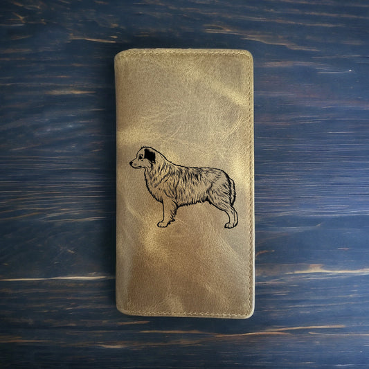 Australian Shepherd Rodeo Wallet Cowboy Western Buffalo Leather Premium Dog NEW