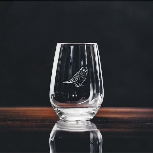 Parakeet Stemless Wine Glasses x4 Premium 15 Oz Personalize Gift Bird Animal NEW