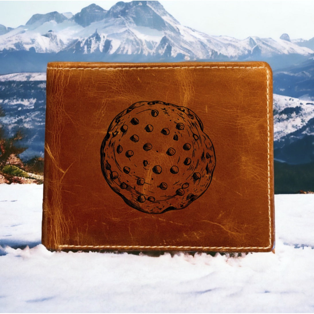 Cookie Leather Wallet Bifold Premium Quality Buffalo Chocolate Chip Gift NEW