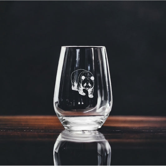 Panda Stemless Wine Glasses x4 Premium 15 Oz Personalize Gift Bear Animal NEW