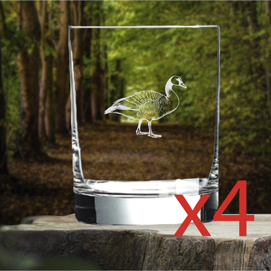 Goose Whiskey Glasses x4 Double 14 Oz Premium Old Fashioned Animal Wild Gift NEW