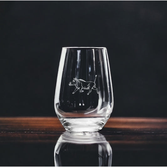 Warthog Stemless Wine Glasses x4 Premium 15 Oz Personalize Gift Pig Animal NEW