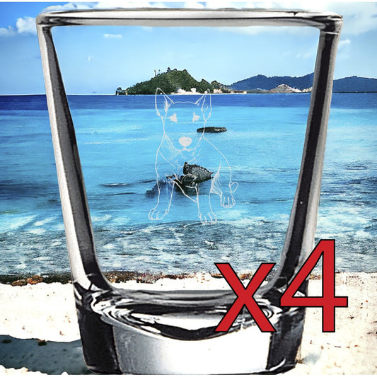 Bull Terrier x4 Shot Glasses Spirit Liquor Party 2 Oz Premium Customize Dog NEW