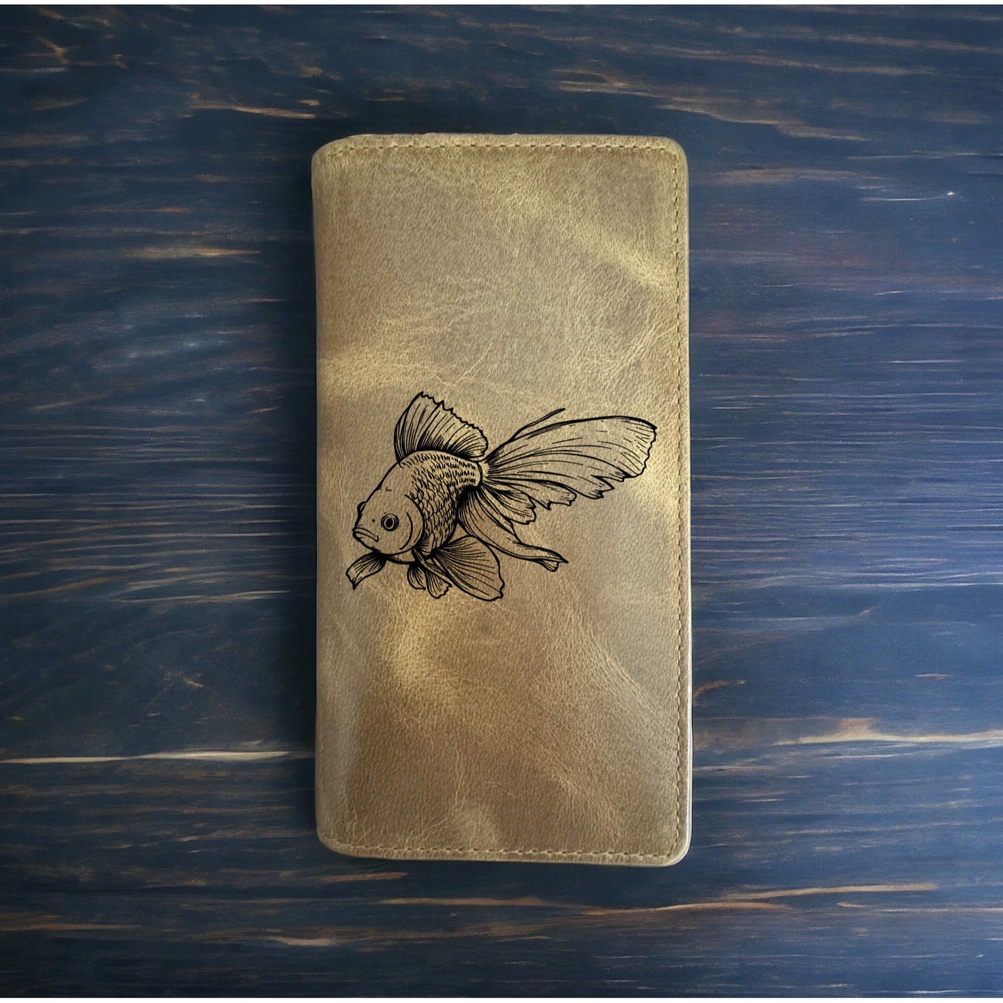 Goldfish Rodeo Wallet Cowboy Western Buffalo Leather Premium Animal Pet Gift NEW