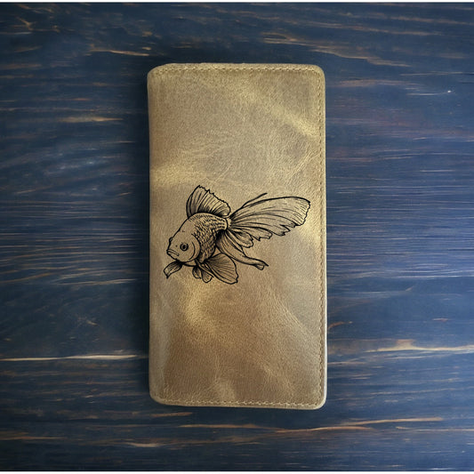 Goldfish Rodeo Wallet Cowboy Western Buffalo Leather Premium Animal Pet Gift NEW