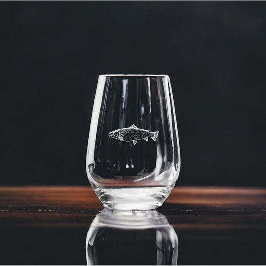 Trout Stemless Wine Glasses x4 Premium 15 Oz Personalize Gift Fish Outdoor NEW