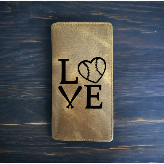 Love Baseball Rodeo Wallet Cowboy Western Buffalo Leather Premium Heart NEW