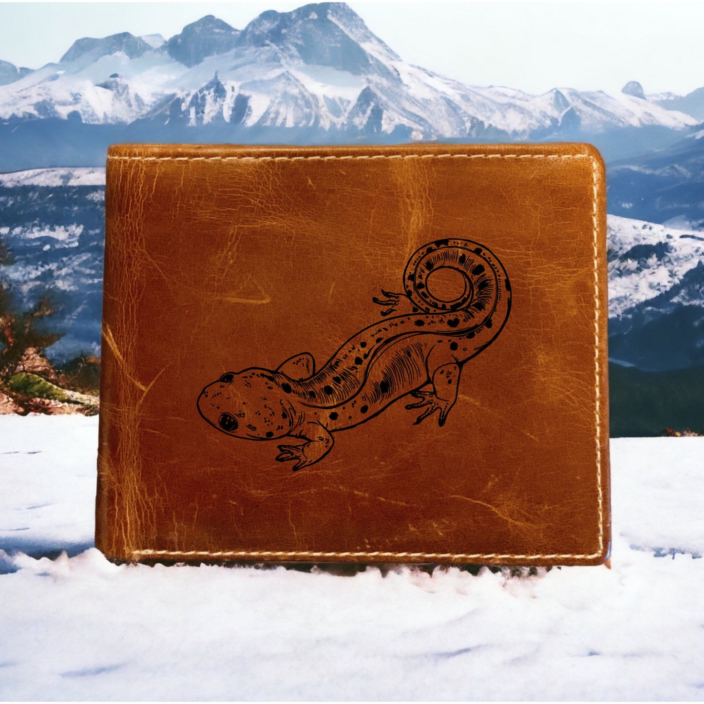 Salamander Leather Wallet Bifold Premium Quality Buffalo Lizard Reptile Gift NEW