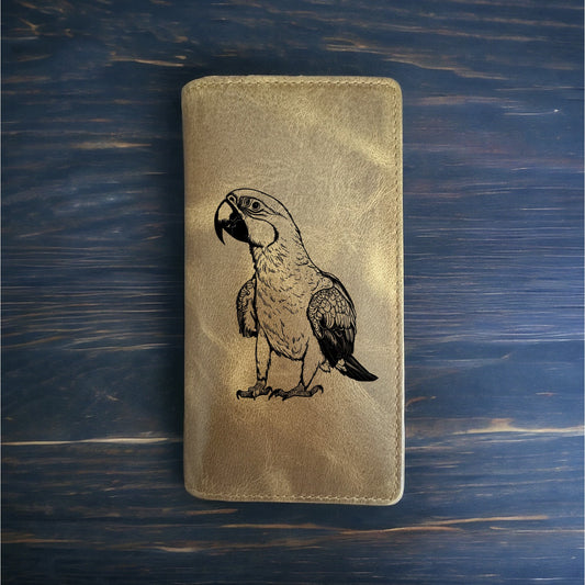 Parrot Rodeo Wallet Cowboy Western Buffalo Leather Premium Animal Bird Gift NEW