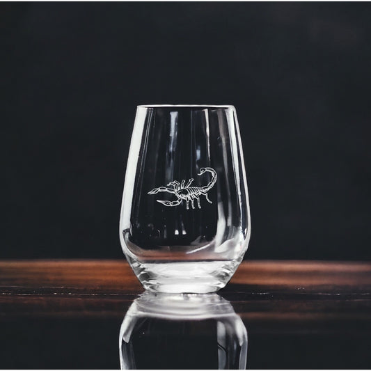 Scorpion Stemless Wine Glasses x4 Premium 15 Oz Personalize Gift Animal NEW