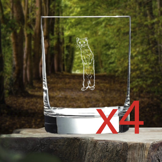 Weasel Whiskey Glasses x4 Double 14 Oz Premium Old Fashioned Animal Gift NEW