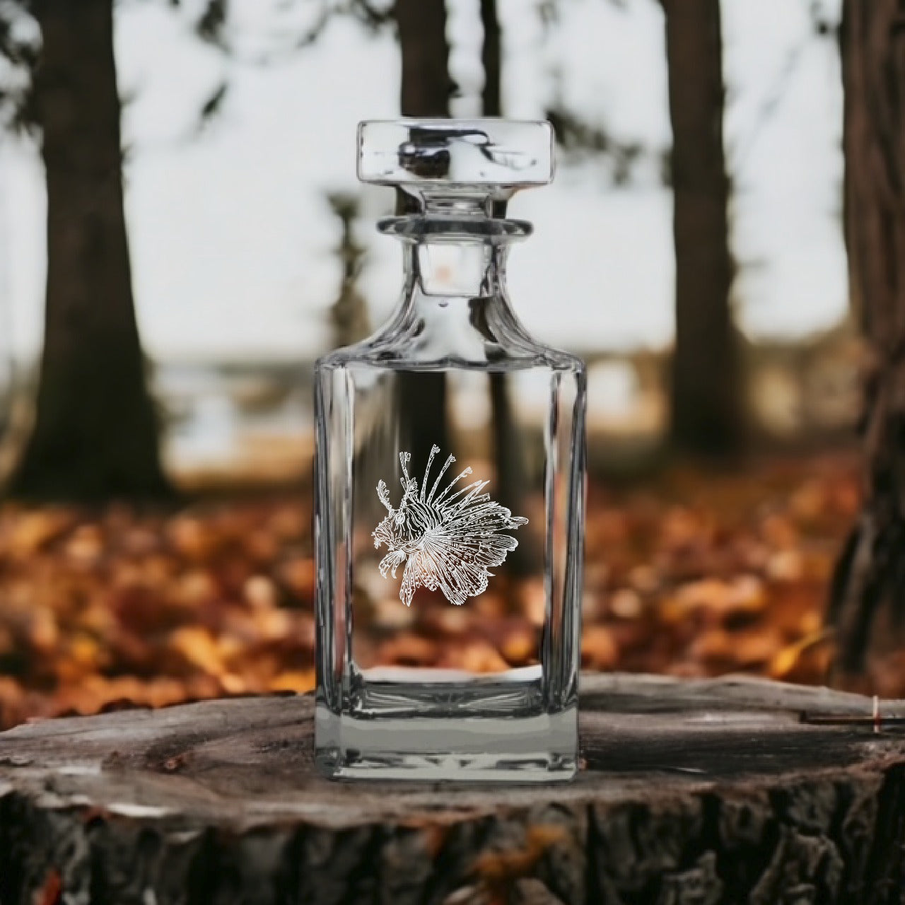 Lionfish Decanter 26 Oz Bourbon Whiskey Premium Glass Personalize Ocean Gift NEW