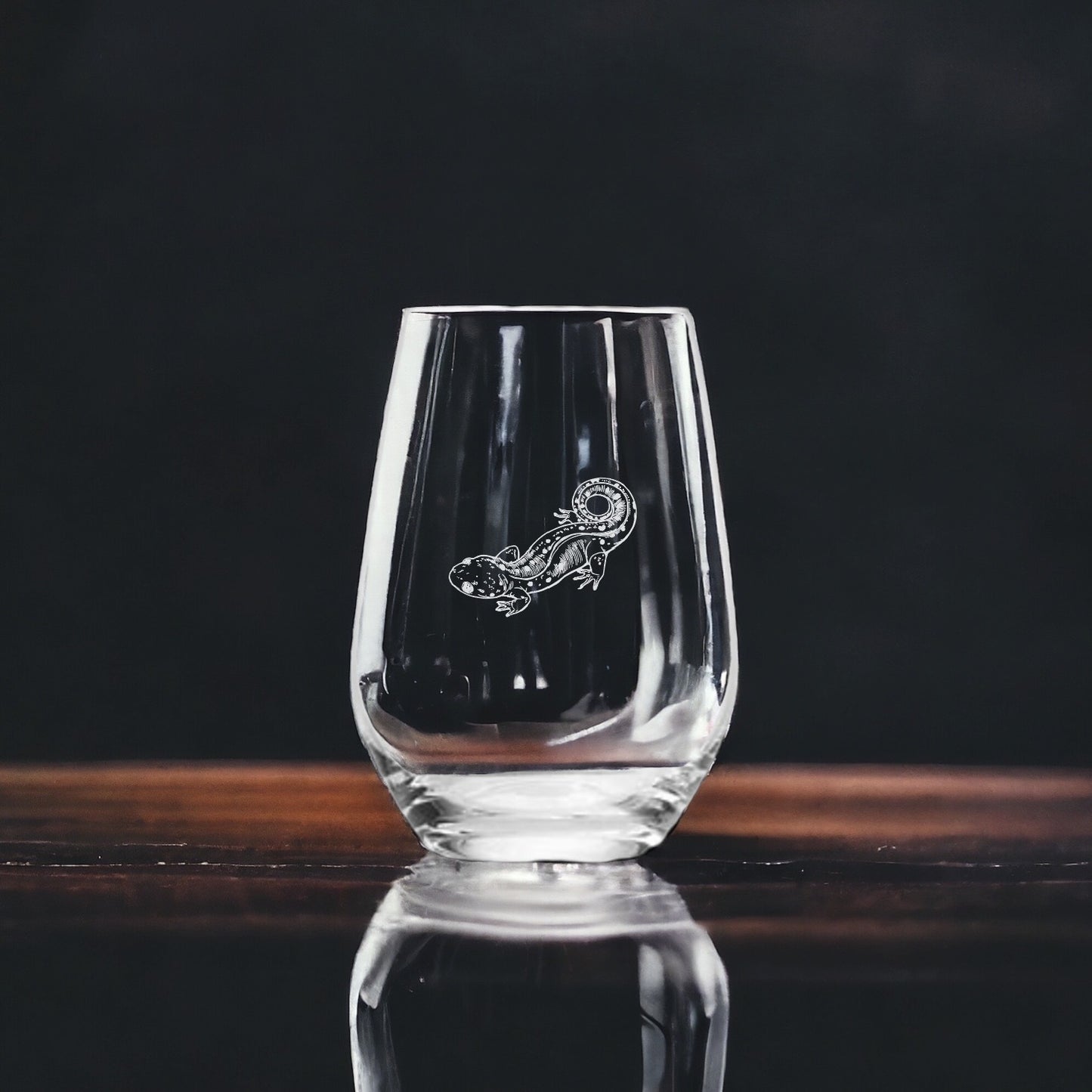 Salamander Stemless Wine Glasses x4 Premium 15 Oz Personalize Gift Lizard NEW