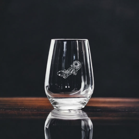 Salamander Stemless Wine Glasses x4 Premium 15 Oz Personalize Gift Lizard NEW